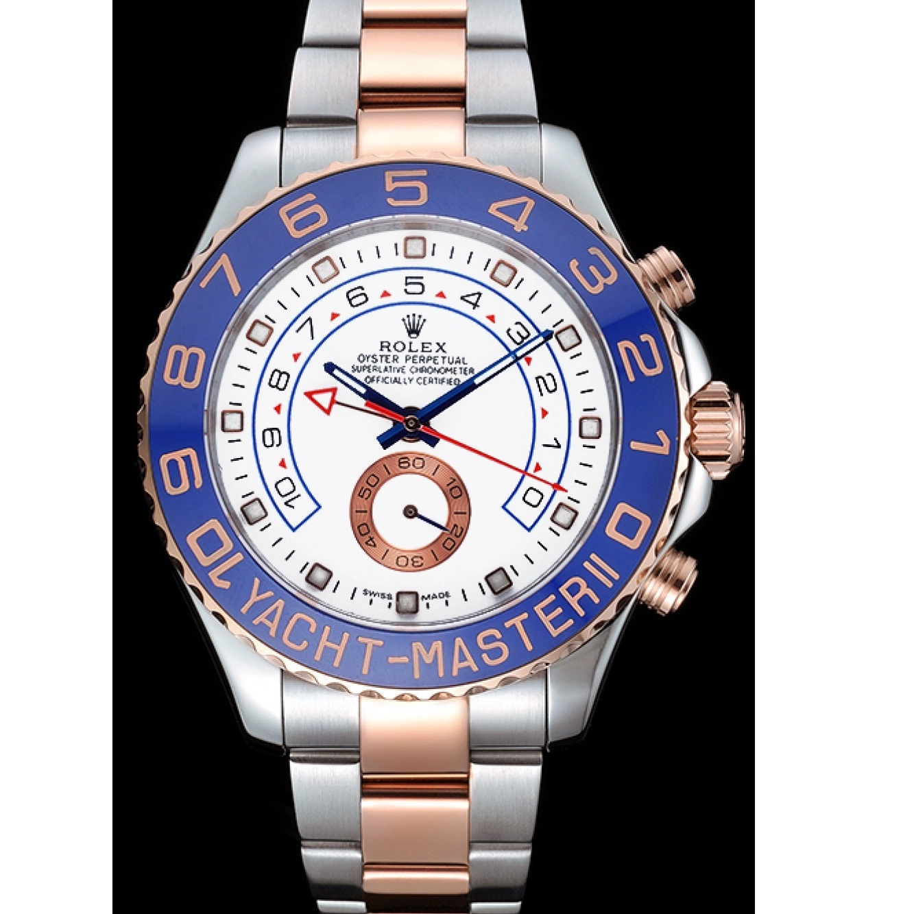 Aaa replica watch 622270 Bracelet Rolex and II Bezel Gold Steel White Dial Blue Rose Stainless Yacht-Master 0730